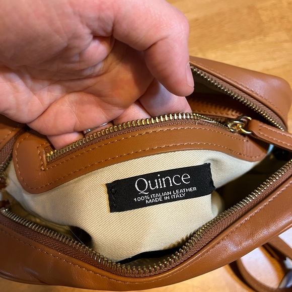 Quince Italian Leather  Quilted Crossbody Bag 6x8.5x3” Cognac  $229MSRP - Picture 14 of 14